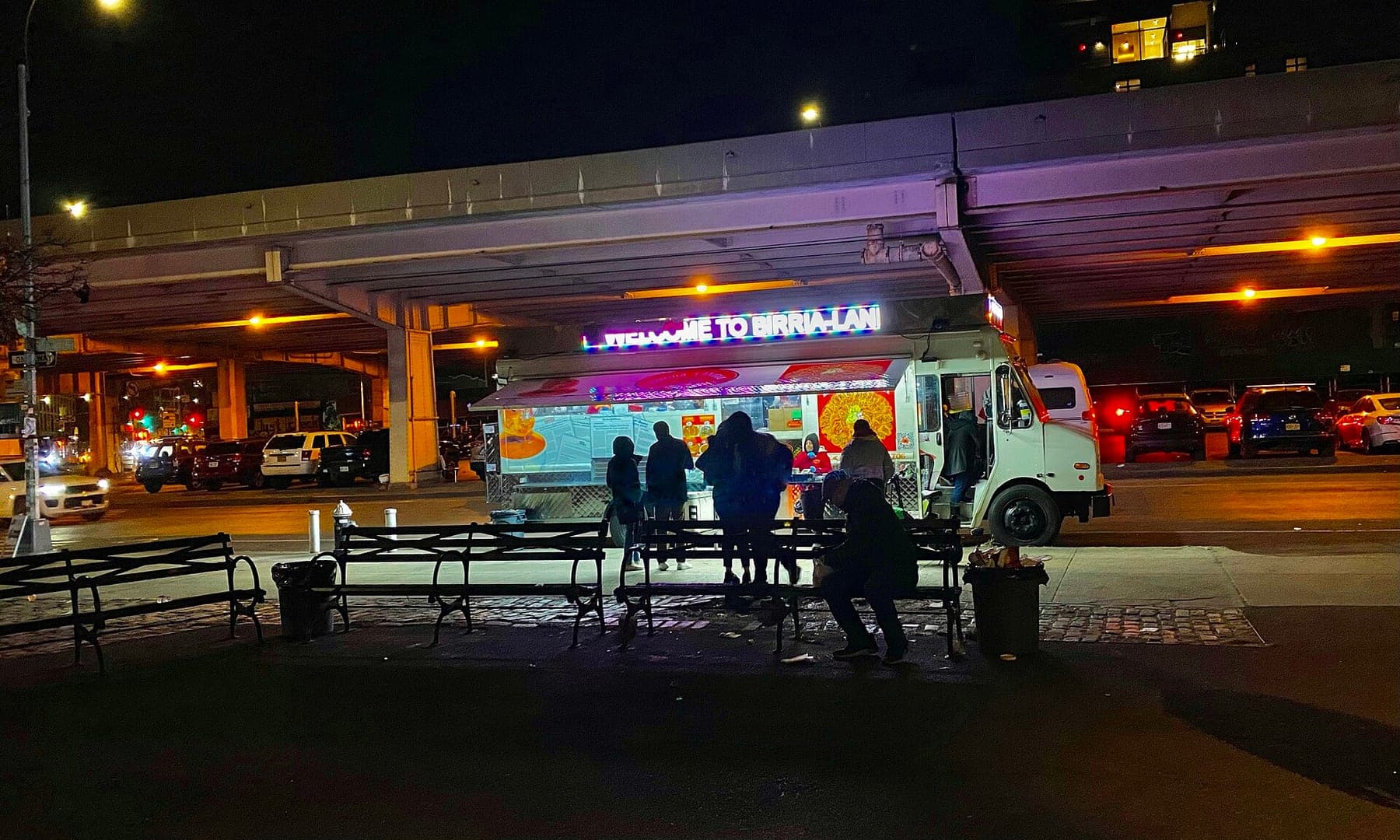 Birria-Landia taco truck at Macri Triangle, Williamsburg, Brooklyn, New York - 20221122