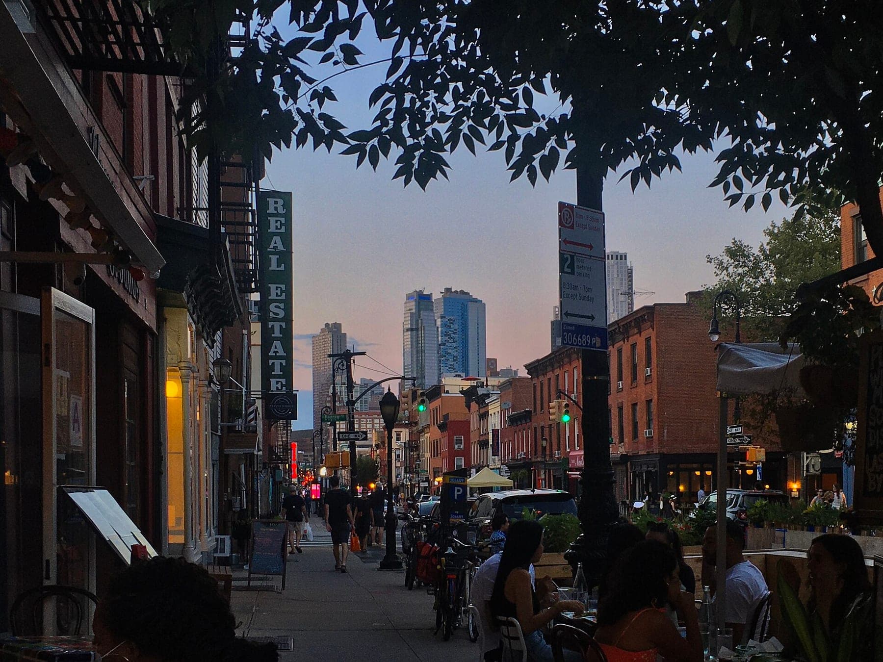 Alfresco dining at blue hour on Smith Street, Brooklyn, New York - 20200906